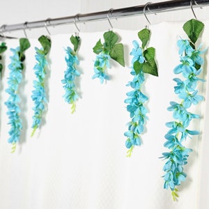 Blue Wisteria Lifelike Flower Shower Curtain Hook or Ring Accessories Decorations For Bathroom