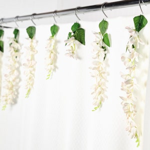 White Wisteria Lifelike Flower Shower Curtain Hook or Ring Accessories Decorations For Bathroom