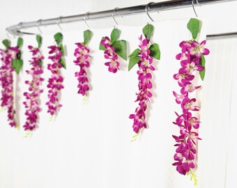 Dark Purple Wisteria Lifelike Decorative Flower Shower Curtain Hook or Ring Accessories Decorations For Bathroom