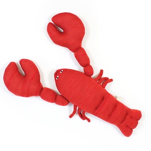 Louis the Lobster soft toy handmade stuffed animal knit lambswool plush merino wool fun decor red unique gifts image 1