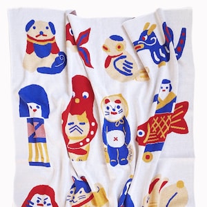 Kyodo Gangu, Japanese Folk Toys Blanket - Large Knit Throw