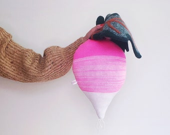 Radish Knit Pillow - Merino Wool, Garden Vegetable Plush