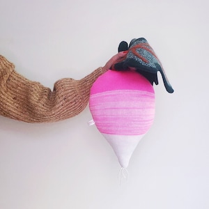 Radish Knit Pillow: Merino Wool Garden Vegetable Plush