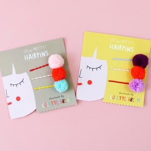 Pompom Hairpins: Colorful Yarn Hair Slides - Set of 3