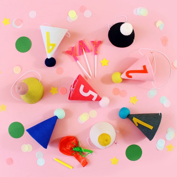 Design Your Own Linen Birthday Hat: Customizable Pom-Pom Party Hat
