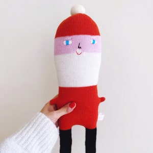 Santa plush - soft toy - handmade stuffed christmas toy - knit santa - lambswool