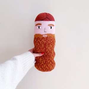 Beardy Man Knitted Toy - Handmade Stuffed Doll - Soft Lambswool Plush - Unique Gifts for Boys