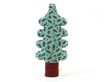 Christmas Tree pillow - pine tree shaped cushion, knitted Lambswool tree plush