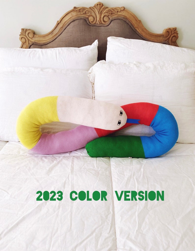 Snuggly Snake soft toy handmade stuffed animal knit snake plush merino wool colorful decor kids room image 2