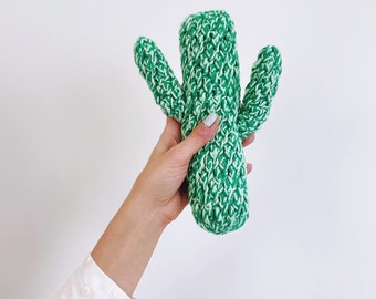 Fun handmade squeaky dog toys - crochet knit merino wool cactus - gift for pet parent - gift for dog person