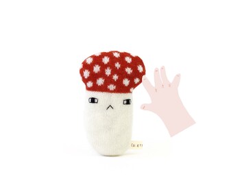 Mushroom Baby Rattle - soft knitted baby toy, newborn gift, baby shower gift