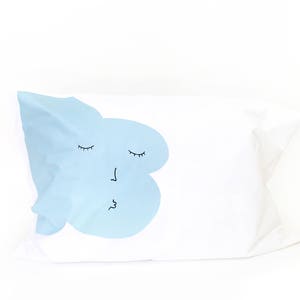 Kisses Good Night Pillow Cloud, Screen-printed pillowcase, kids pillow, childrens bedding image 1