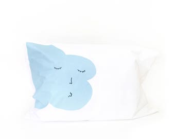 Kisses Good Night Pillow - Cloud, Screen-printed pillowcase, kids pillow, childrens bedding