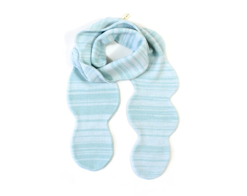 Cloud knit scarf handmade merino wool scarf winter knit scarf fun scarf women gift kids scarf Azure