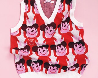 Cheer Up Mouse jacquard knit Sweater Vest