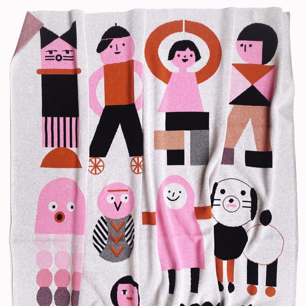 Quirky Friends Blanket - Large Knit Throw