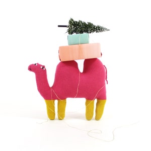 Sandy the Camel soft toy handmade stuffed animal knit lambswool plush fun decor pink image 2