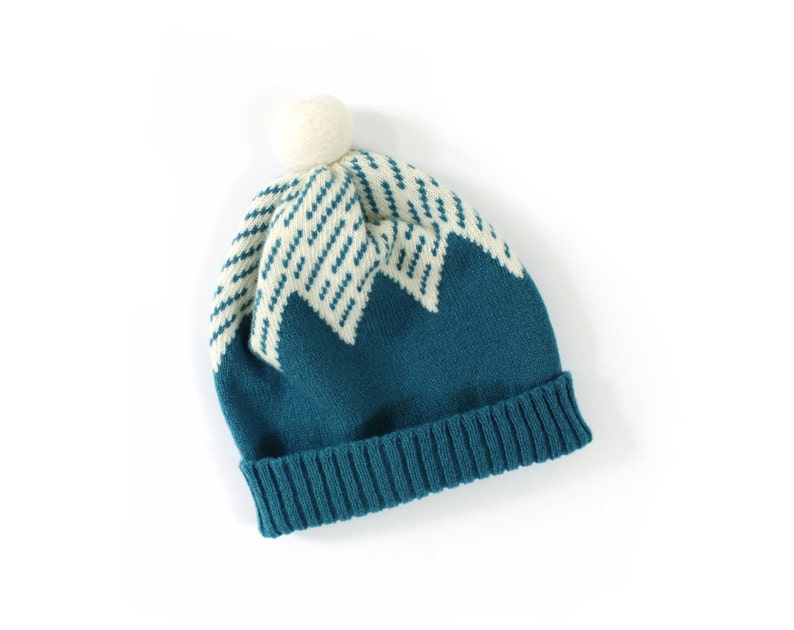 Mountain Hat soft knitted wooly hat, beanie, winter hat, knit hat, pom pom hat image 2