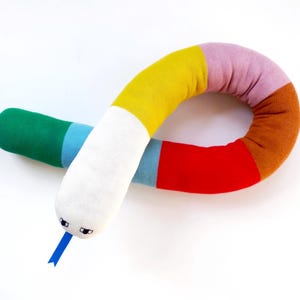 Snuggly Snake Soft Toy - Knit Plush Animal - 100% Lambswool - Colorful Kids Room Decor - Giant Long Stuffed Snake