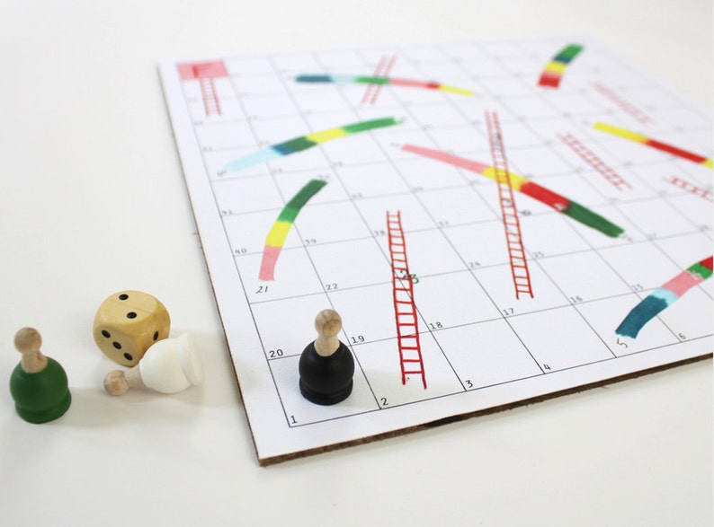 Slides and Ladders Family Kids Board Game wooden board Etsy