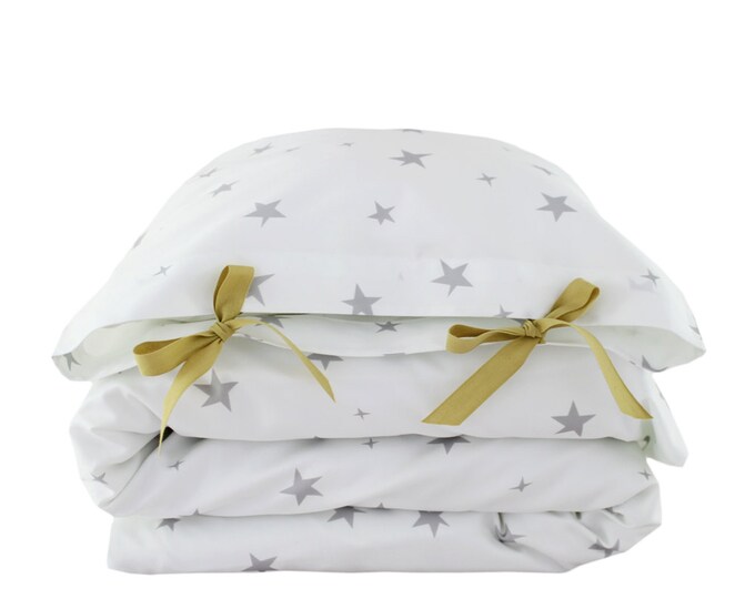 ORGANIC Toddler Bedding Set Stars Grey Etsy