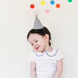 Design your own Party Hat, linen birthday hat for kids, baby, adult, pet, colorful pom-pom image 7