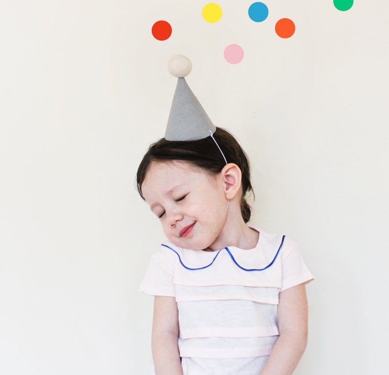 Design your own Party Hat, linen birthday hat for kids, baby, adult, pet, colorful pom-pom image 7