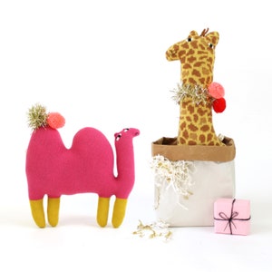 Sandy the Camel soft toy handmade stuffed animal knit lambswool plush fun decor pink image 3