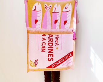 Sardines small blanket - soft knit baby blanket, new parents gift for baby, nursery throw blanket