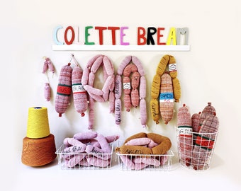 Knitted Charcuterie soft toys - sausage - salami - grilled links - pretend food - play food - salami plush - deli meats