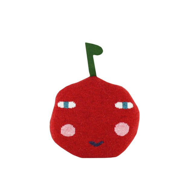 Happy Cherry - soft knitted toy - red