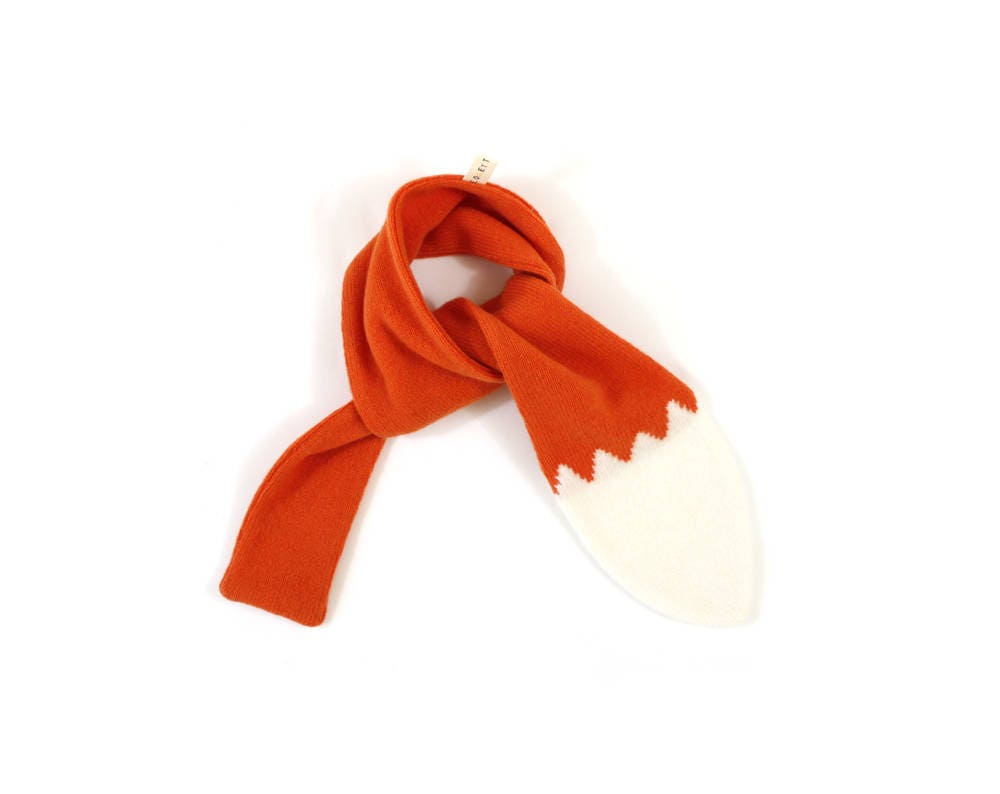 Fox Tail Scarf - Wool Knit Scarf for Kids - Soft Lambswool