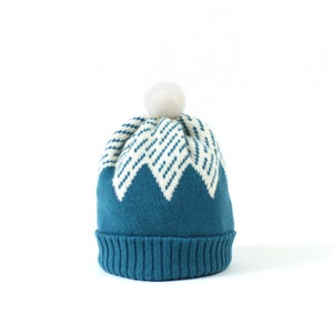 Mountain Hat soft knitted wooly hat, beanie, winter hat, knit hat, pom pom hat image 4