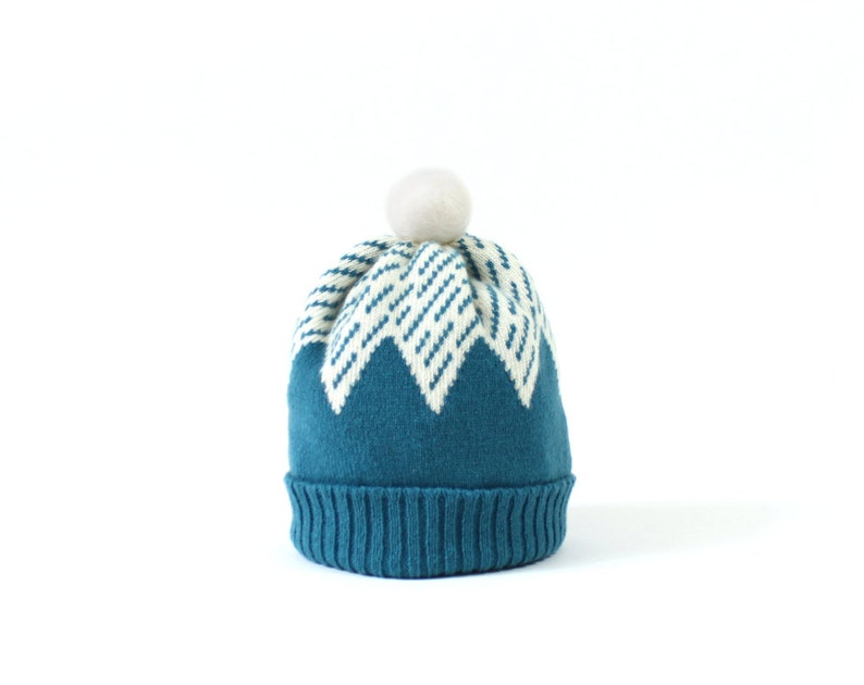 Mountain Hat soft knitted wooly hat, beanie, winter hat, knit hat, pom pom hat image 4