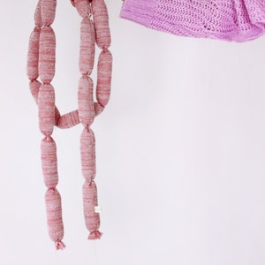 Knitted Charcuterie soft toys sausage salami grilled links pretend food play food salami plush deli meats XL links - pink