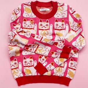 Maneki Neko, Lucky Cat knit Sweater