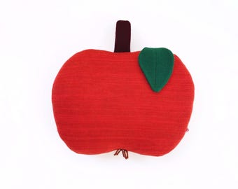 Apple Knit Pillow - Merino Wool, Fruit Plush
