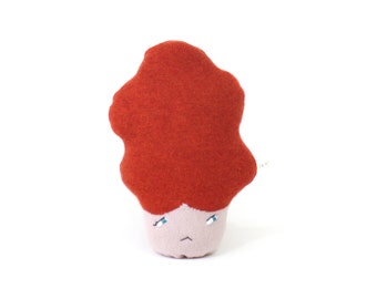 Messy Hair Sally - soft toy - handmade stuffed doll - knit lambswool plush - fun decor - gift for girls