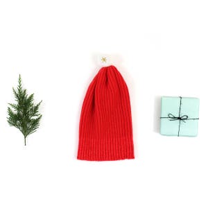Knit Santa Hat for baby, knitted Lambswool Christmas hat