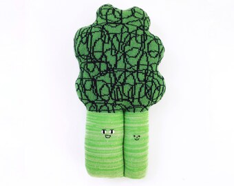 Broccoli Bunch - Merino, Lambswool Knit Vegetable Plush Pillow