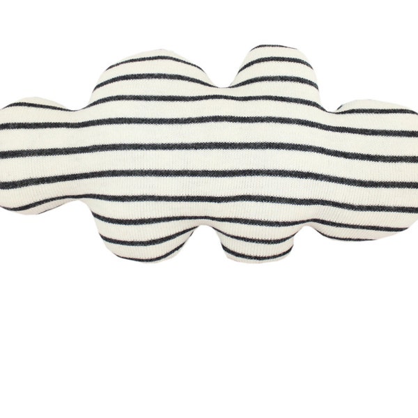 Cloud pillow -  soft knitted cloud, wide stripes: black and white