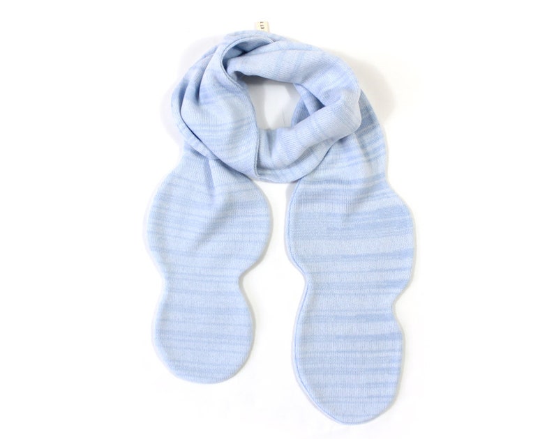 Cloud knit scarf handmade merino wool scarf winter knit scarf fun scarf women gift kids scarf Light Blue