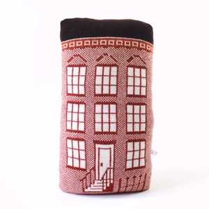 Brownstone House Knit Pillow - Handmade Throw Pillow - NYC Home Decor - Brooklyn - Soft Lambswool
