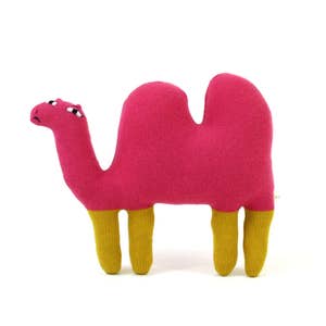 Sandy the Camel soft toy handmade stuffed animal knit lambswool plush fun decor pink image 1