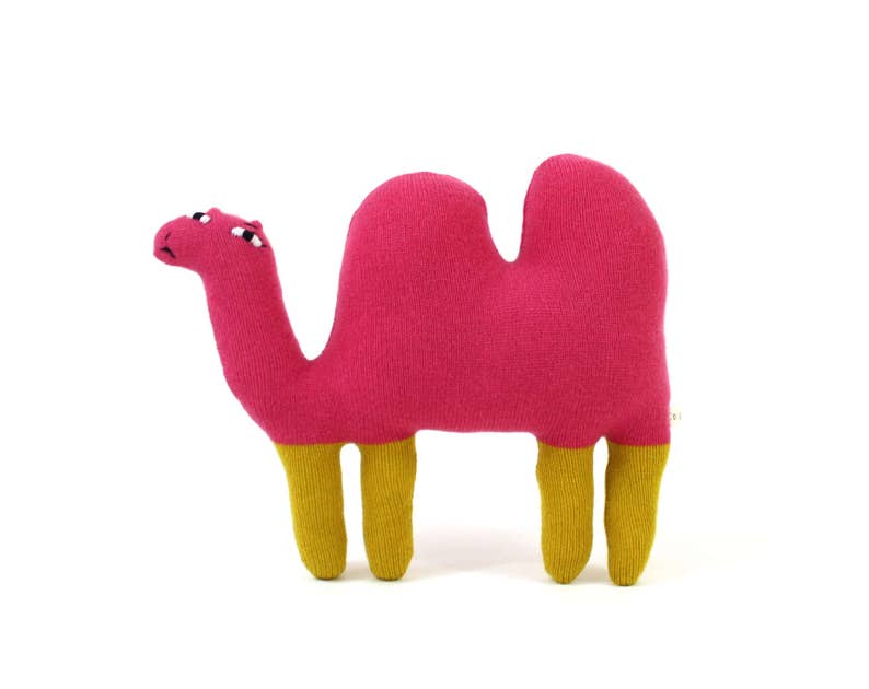 Sandy the Camel soft toy handmade stuffed animal knit lambswool plush fun decor pink image 1