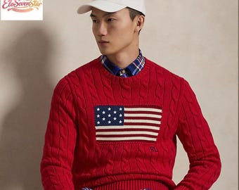 Maglione corto a trecce con bandiera - Unisex in cotone