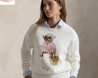 Jersey de algodón para mujer Polo Bear / Jersey casual chic