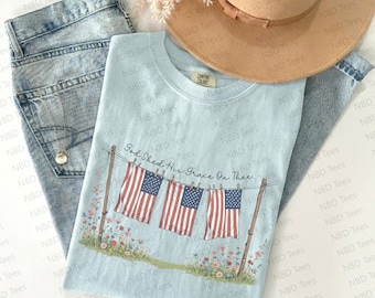 Comfort Colors® God Shed His Grace On Thee Shirt, 4th of July T-Shirt, American Flag Tee, USA Shirt Independence Day Gift, Patriotic Shirt