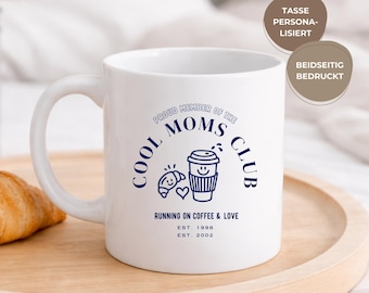 Cool Moms Club Mug - Personalized Mom Coffee Cup - Running on Coffee & Love - Custom Gift for Mom - Cute Aesthetic Mug - Mothers Day Gift