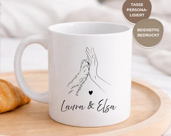 Personalisierte Hundeliebhaber Tasse - Linie Kunst Haustierporträt, benutzerdefinierter Name Keramiktasse